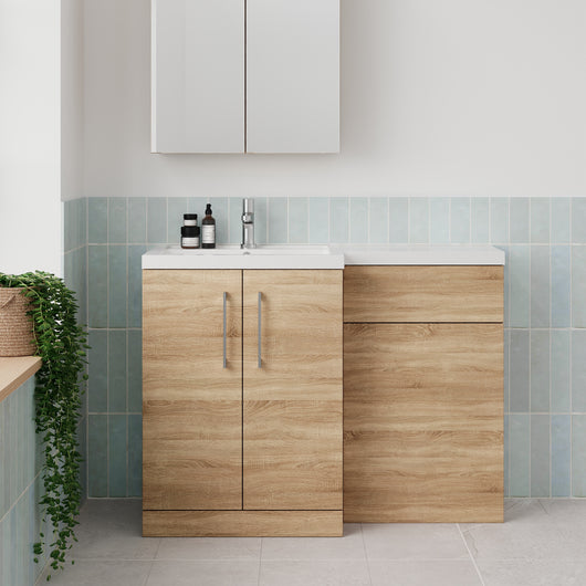  Arno 1100mm Toilet & Basin Combination Unit - Bleached Oak