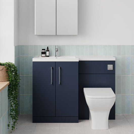  Nuie Arno 1100mm Toilet & Basin Combination Unit - Midnight Blue - welovecouk