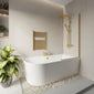 Selsley 1700 Curved Freestanding Super Deep Shower Bath with Brushed Brass Screen
