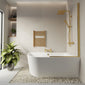 Selsley 1500 Curved Freestanding Super Deep Shower Bath with Brushed Brass Screen