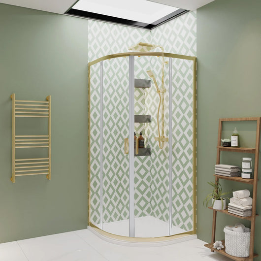  Rene Brushed Brass 900 x 900 x 1900mm Quadrant Shower  Enclosure - 6mm Glass