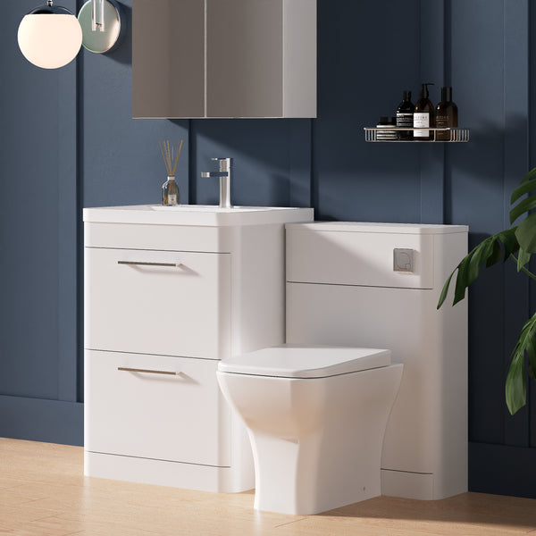 Pride 1150mm 2-Drawer Vanity & WC Combination Unit Set - White Gloss ...