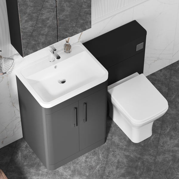 Pride 1150mm 2-Door Vanity & WC Combination Unit Set - Soft Black ...