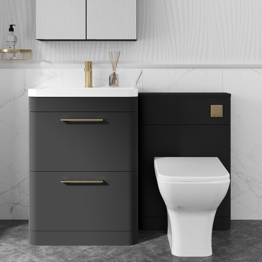  Pride 1150mm 2-Drawer Vanity & WC Combination Unit Set - Soft Black