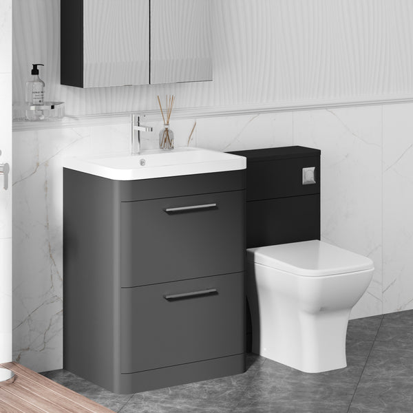 Pride 1150mm 2-Drawer Vanity & WC Combination Unit Set - Soft Black ...