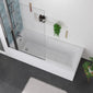 Shower Straight 1700 x 750 Bath with Chrome Square Bath Screen with Fixed Panel