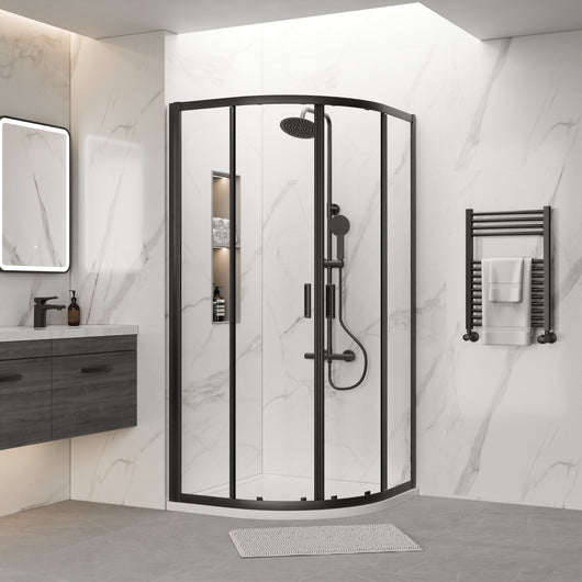  Rene Matt Black 800 x 800 x 1900mm Quadrant Shower Enclosure - 6mm Glass