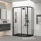 ShowerWorx Atlantic Matt Black 1200 x 800mm Offset Quadrant with Slate Tray - 6mm Glass