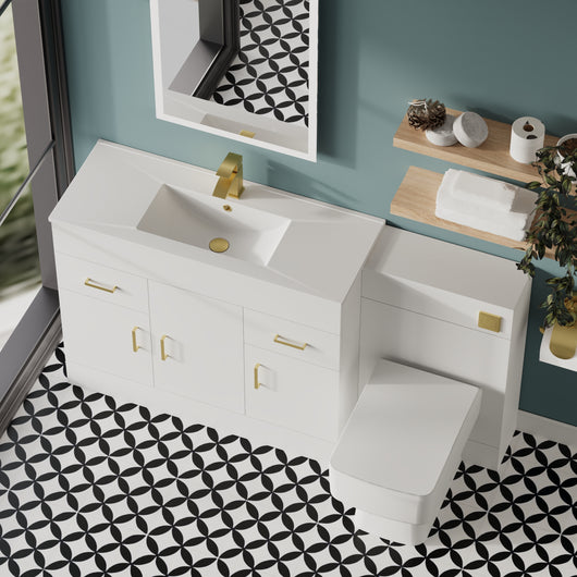  Nova 1500mm Gloss White Floorsatnding Vanity Unit - welovecouk