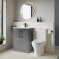 Deco Curved 600mm Cloakroom Bathroom Suite - Satin Grey & Black handle