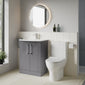 Deco Curved 600mm Cloakroom Bathroom Suite - Satin Grey