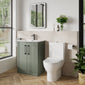 Deco Curved 600mm Cloakroom Bathroom Suite - Satin Green & Black handle