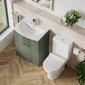 Deco Curved 600mm Cloakroom Bathroom Suite - Satin Green