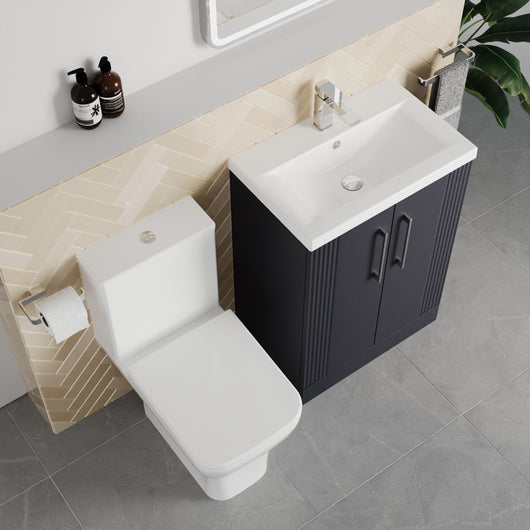  Deco Squared 600mm Cloakroom Bathroom Suite - Soft Black