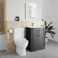 Deco Curved 600mm Cloakroom Bathroom Suite - Soft Black & Brushed Brass handle