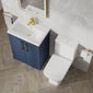 Deco Squared 600mm Cloakroom Bathroom Suite - Satin Blue & Brushed Brass handle