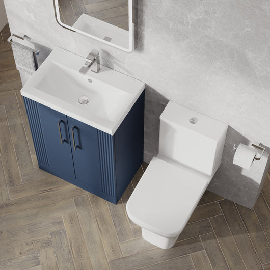  Deco Squared 600mm Cloakroom Bathroom Suite - Satin Blue