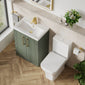 Deco Squared 600mm Cloakroom Bathroom Suite - Satin Green & Brushed Brass handle