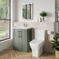 Deco Squared 500mm Satin Green Vanity & Chrome Rectangle Shower Enclosure Bathroom Suite