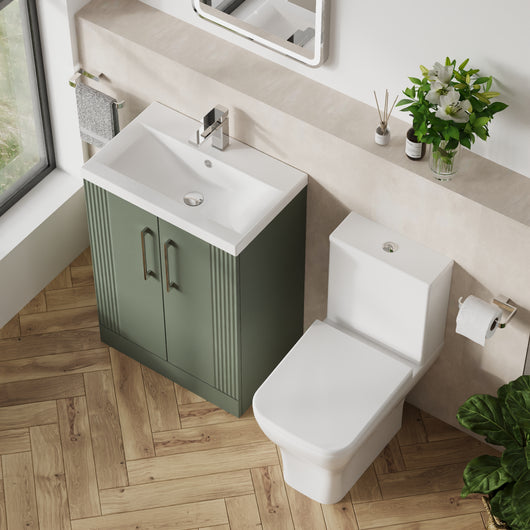  Deco Squared 600mm Cloakroom Bathroom Suite - Satin Green