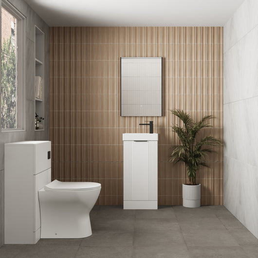  Deco Cloakroom Bathroom Suite - Satin White & Black Finishing