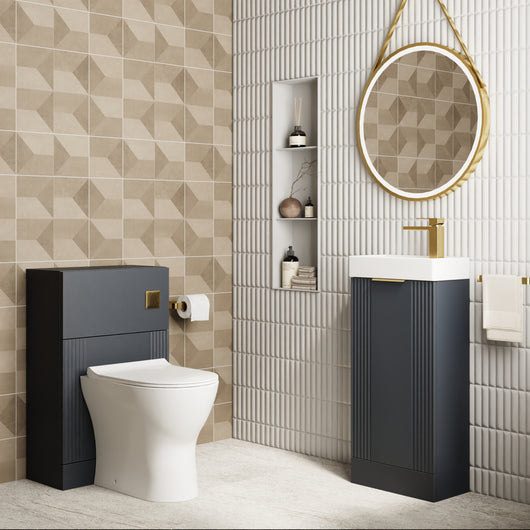  Deco Cloakroom Bathroom Suite - Soft Black & Brushed Brass Finishing