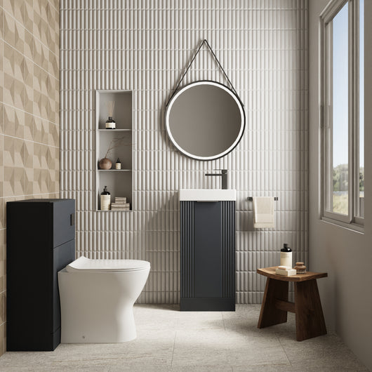  Deco Cloakroom Bathroom Suite - Soft Black & Black Finishing