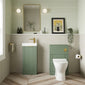 Deco Cloakroom Bathroom Suite - Satin Green & Brushed Brass Finishing