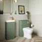 Deco Cloakroom Bathroom Suite - Satin Green & Brushed Brass Finishing