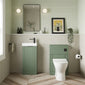 Deco Cloakroom Bathroom Suite - Satin Green & Black Finishing