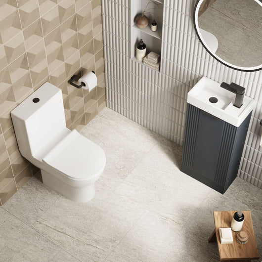  Deco 400mm Cloakroom Bathroom Suites with Close Couple Toilet - Soft Black & Black Finishing