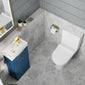 Deco 400mm Cloakroom Bathroom Suites with Close Couple Toilet - Satin Blue & Brushed Brass Finishing