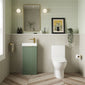 Deco 400mm Cloakroom Bathroom Suites with Close Couple Toilet - Satin Green & Brushed Brass Finishing