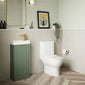 Deco 400mm Cloakroom Bathroom Suites with Close Couple Toilet - Satin Green & Brushed Brass Finishing