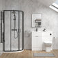 Parkhouse 1100mm Gloss White Vanity WC Unit & Black Quadrant Shower Enclosure Bathroom Suite