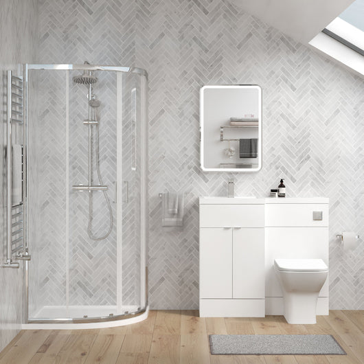  Parkhouse 1000mm Gloss White Vanity WC Unit & Chrome Quadrant Shower Enclosure Bathroom Suite