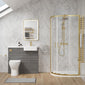 Calver 1000mm Anthracite Woodgrain Vanity WC Unit & Brushed Brass Quadrant Shower Enclosure Bathroom Suite