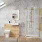 Bradwell 1100mm Bleached Oak Vanity WC Unit & Brushed Brass Offset Quadrant Shower Enclosure Bathroom Suite