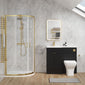 Parkhouse 1100mm Charcoal Black Vanity WC Unit & Brushed Brass Offset Quadrant Shower Enclosure Bathroom Suite