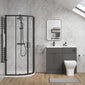 Parkhouse 1000mm Gloss Grey Vanity WC Unit & Black Quadrant Shower Enclosure Bathroom Suite