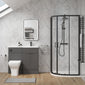 Parkhouse 1000mm Gloss Grey Vanity WC Unit & Black Quadrant Shower Enclosure Bathroom Suite