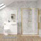 Calver 1000mm Gloss White Vanity WC Unit & Brushed Brass Rectangle Shower Enclosure Bathroom Suite