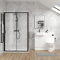 Calver 1000mm Gloss White Vanity WC Unit & Black Rectangle Shower Enclosure Bathroom Suite