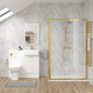 Bradwell 1000mm Gloss White  Vanity WC Unit & Brushed Brass Rectangle Shower Enclosure Bathroom Suite