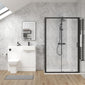 Bradwell 1000mm Gloss White Vanity WC Unit & Black Rectangle Shower Enclosure Bathroom Suite