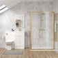 Parkhouse 1100mm Gloss White Vanity WC Unit & Brushed Brass Rectangle Shower Enclosure Bathroom Suite