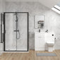 Parkhouse 1100mm Gloss White Vanity WC Unit & Black Rectangle Shower Enclosure Bathroom Suite