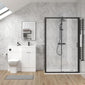 Parkhouse 1100mm Gloss White Vanity WC Unit & Black Rectangle Shower Enclosure Bathroom Suite