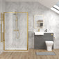 Bradwell 1000mm Anthracite Woodgrain Vanity WC Unit & Brushed Brass Rectangle Shower Enclosure Bathroom Suite