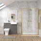 Bradwell 1000mm Anthracite Woodgrain Vanity WC Unit & Brushed Brass Rectangle Shower Enclosure Bathroom Suite